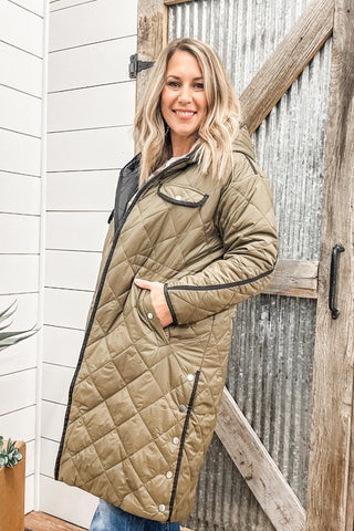 Long Sleeve Puffer Jacket with Hood - Allure Boutique WY