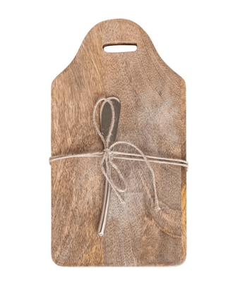 Mango Wood Cheese/Cutting Board + Canape Knife - Allure Boutique WY