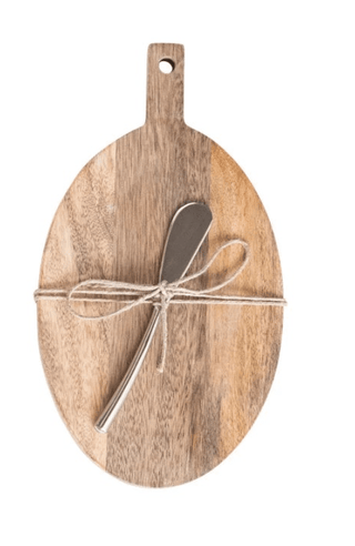 Mango Wood Cheese/Cutting Board + Canape Knife - Allure Boutique WY