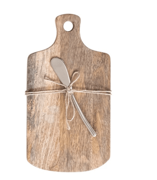 Mango Wood Cheese/Cutting Board + Canape Knife - Allure Boutique WY