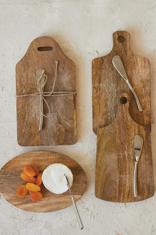 Mango Wood Cheese/Cutting Board + Canape Knife - Allure Boutique WY