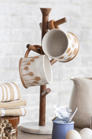 Mango Wood & Marble Mug Rack - Allure Boutique WY