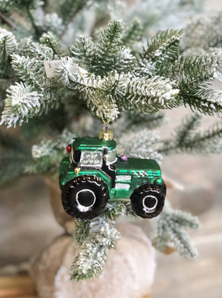 Mercury Glass Tractor Ornament with Lights & Glitter - Allure Boutique WY