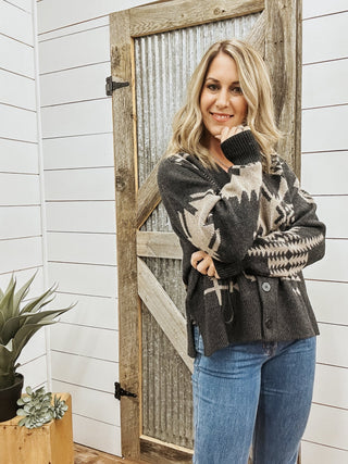 Oversized Graphic Cardigan - Allure Boutique WY