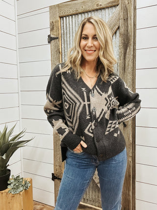 Oversized Graphic Cardigan - Allure Boutique WY