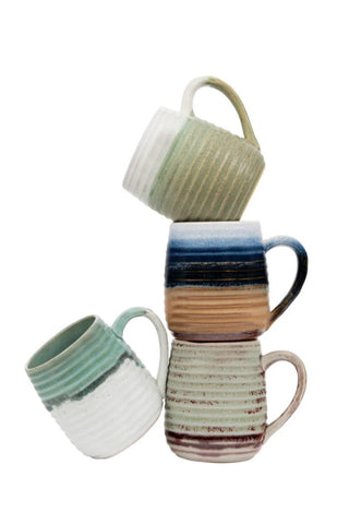 Ridged Stoneware Mug with Glaze - Allure Boutique WY