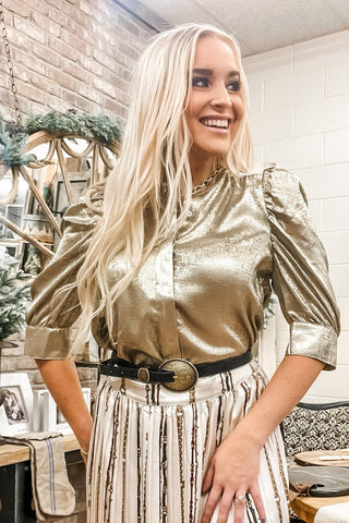 Rowan Puff Sleeve Button Down Blouse - Allure Boutique WY