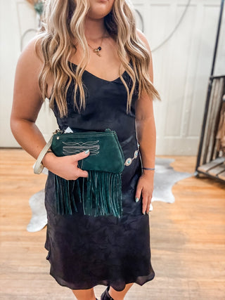 Satin Jacquard Slip Dress - Allure Boutique WY