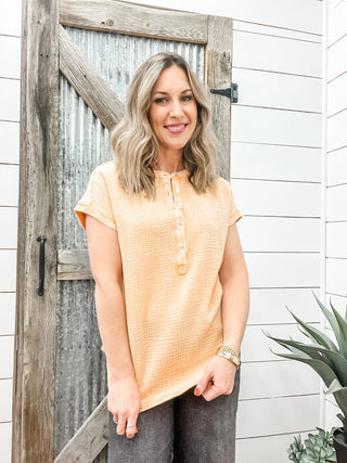 Short Sleeve Blouse with Buttons Sun Ray - Allure Boutique WY