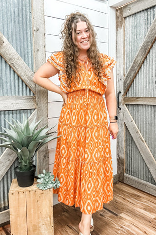 Sleeveless Tiered Dress Orange - Allure Boutique WY