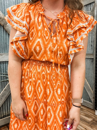 Sleeveless Tiered Dress Orange - Allure Boutique WY