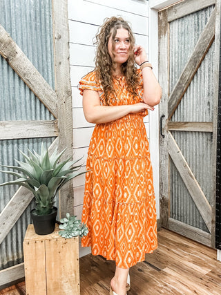 Sleeveless Tiered Dress Orange - Allure Boutique WY