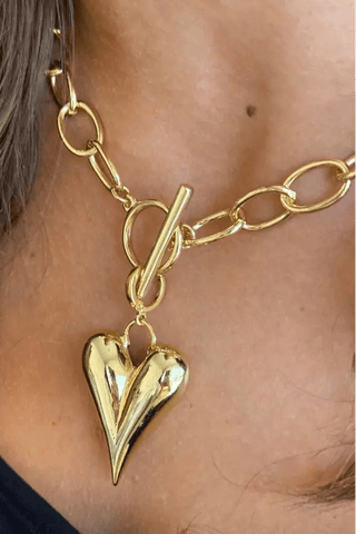 Socialite Gold Heart Toggle Necklace - Allure Boutique WY