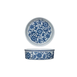 Stoneware Pet Bowl with Blue Floral Design - 9" Round - Allure Boutique WY