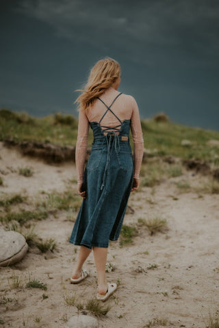 Strappy Back Denim Dress - Allure Boutique WY