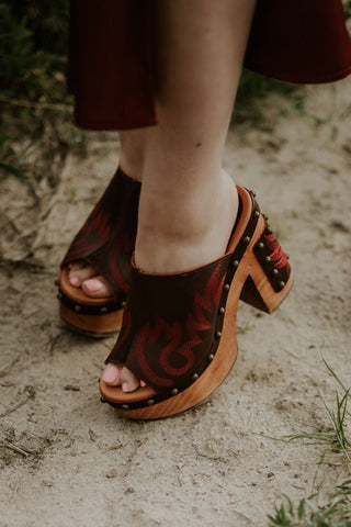 Studded Platform Clog Merlot - Allure Boutique WY
