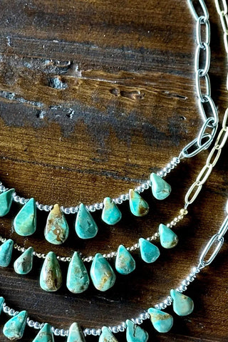 Turquoise Briolette Paperclip Choker - Silver - Allure Boutique WY