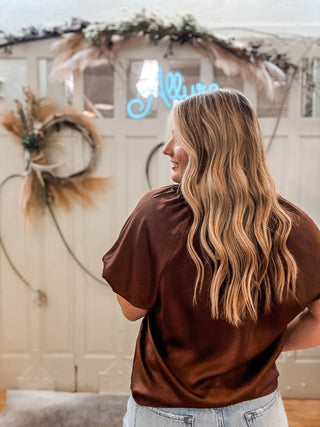 V - Neck Short Sleeve Blouse - Allure Boutique WY
