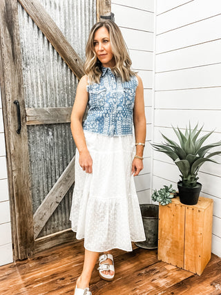 Wrangler Bandana Print Sleeveless Button Down Tank - Allure Boutique WY