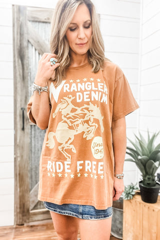 Wrangler Ride Free Oversized Graphic Tee - Allure Boutique WY