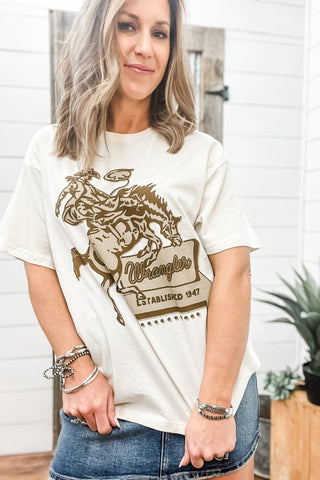 Wrangler Rodeo Sign Girlfriend Graphic Tee - Allure Boutique WY