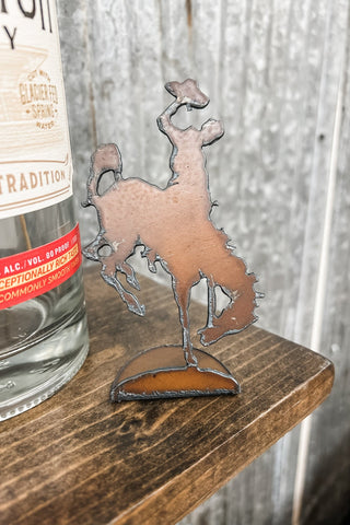 Wyoming Bronc Rider Rustic Metal Figurine - Allure Boutique WY
