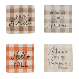 Fall Gingham Resin Coasters - Set of 4