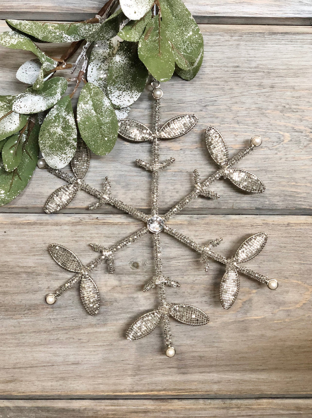 10"H Glass Beaded Metal & Acrylic Jewel Snowflake Ornament