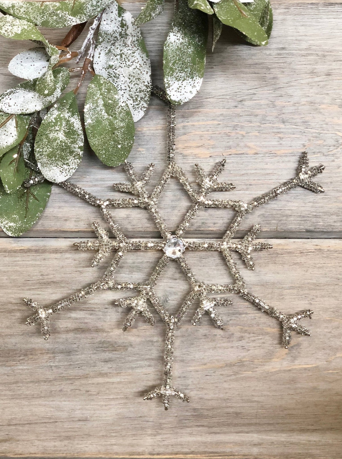 10"H Glass Beaded Metal & Acrylic Jewel Snowflake Ornament - Allure Boutique WY