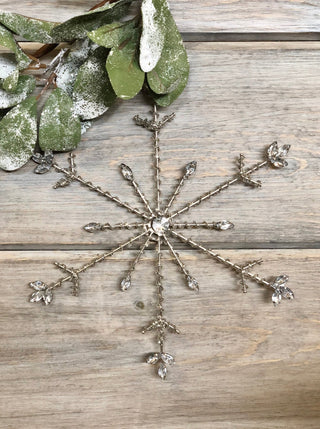 10"H Glass Beaded Metal & Acrylic Jewel Snowflake Ornament - Allure Boutique WY