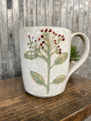 12 oz. Hand - Painted Stoneware Mug - Red Bud - Allure Boutique WY