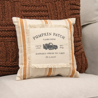 Pumpkin Patch Orange Ticking Stripe Pillow - 10"