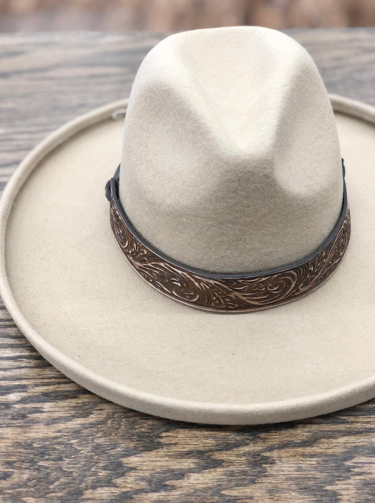 14" Tooled Leather Hat Band - Allure Boutique WY