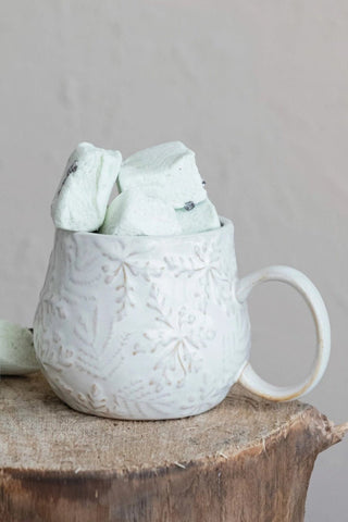 16 Oz. Embossed Stoneware Mug with Snowflakes - Allure Boutique WY