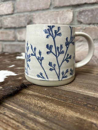 16 oz. Hand-Stamped Stoneware Mug - Twiggy