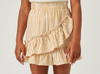 Girls Mustard Striped Asymmetric Ruffle Skirt