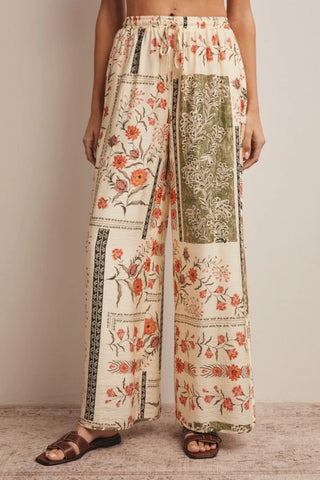 Patchwork Floral Wide Leg Pants