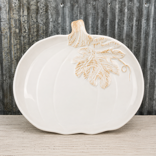 Large White Ceramic Pumpkin Plate
