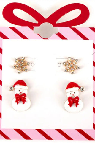 Snowflake + Snowman Post Earring Set