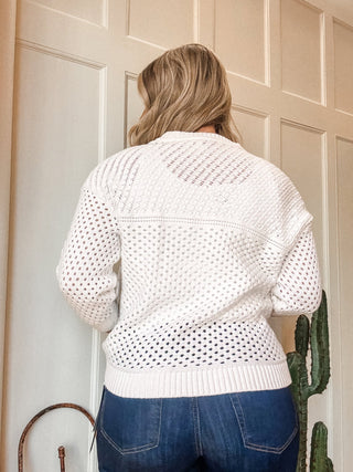 3/4 Sleeve Open Stitch Sweater - Allure Boutique WY