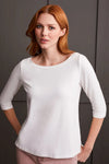 3/4 Sleeve Wide Crew Neck Top with Side Slits - Allure Boutique WY