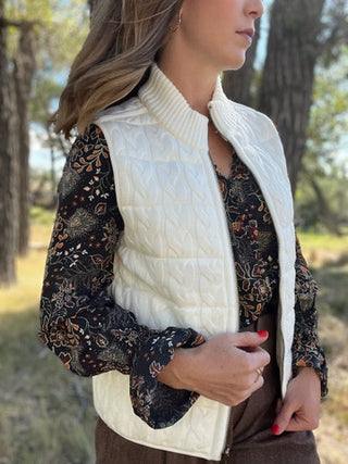 Sleeveless Reversible Zip Front Quilted Sweater Vest