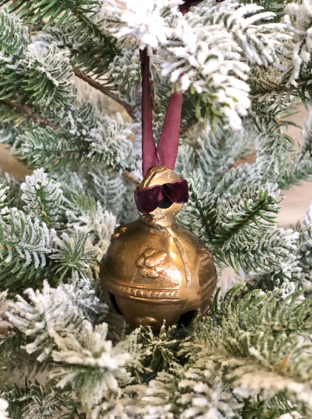 3"H Metal Bell Ornament with Velvet Ribbon