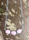 3 Stone Pink Conch Paperclip Necklace