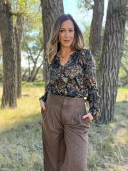 Long Sleeve Woven Blouse + Pintucks