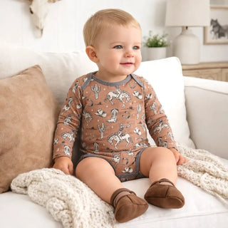 Wild Wrangler Brown Bamboo Baby Onesie