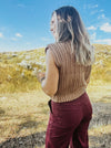 Mocha Mock Neck Cable Sweater Vest