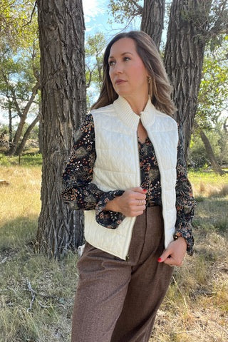 Sleeveless Reversible Zip Front Quilted Sweater Vest