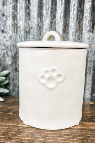 6" High White Stoneware Treat Jar - Allure Boutique WY