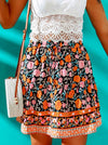 Floral Print A-Line High Waist Mini Skirt